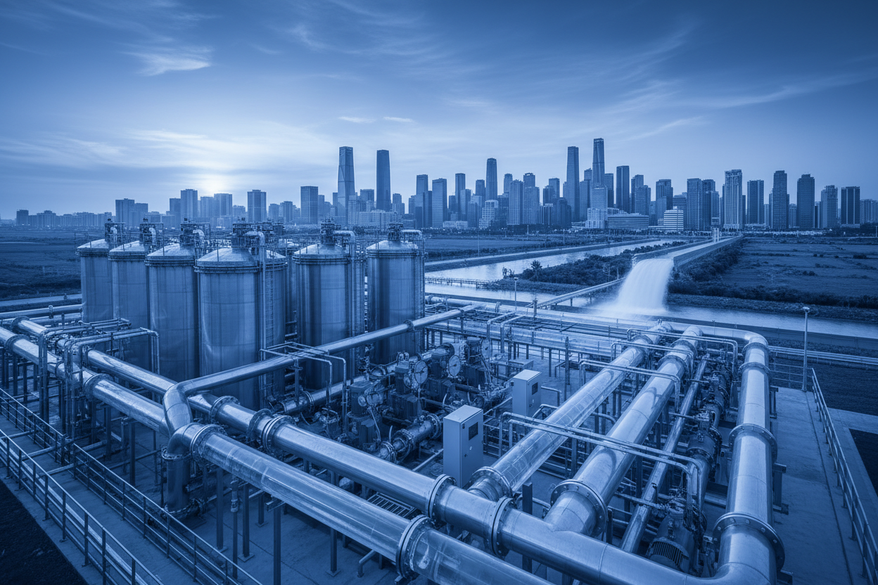 reverse osmosis system replenishing the cities in the distance blue